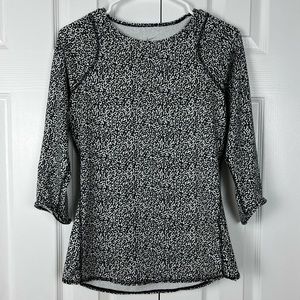 Nike Dri-Fit Women's Small 3/4 Sleeve Crewneck Stretch Black White Shirt 90s